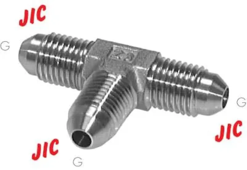 Hochdruck T-Stück aus Edelstahl V4A (1.4404) mit drei JIC-Außengewinden (UNF)