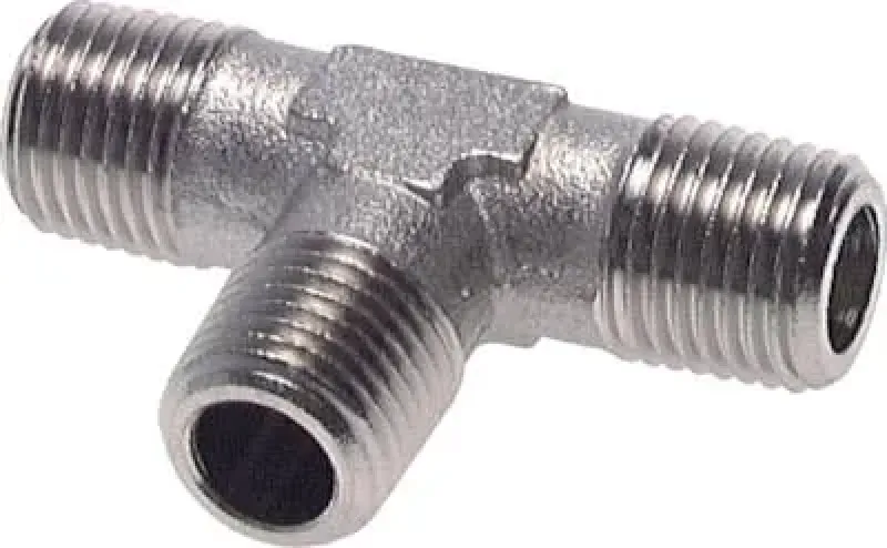 T-Stück aus vernickeltem Messing mit drei Außengewinden (AAA) für 16 bar