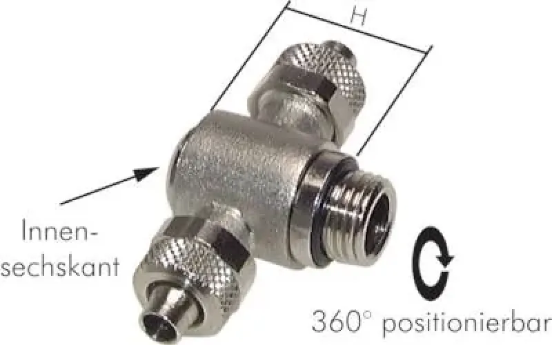 CK-T-Einschraubverschraubung Messing vernickelt 360° positionierbar mit zylindrischem Außengewinde