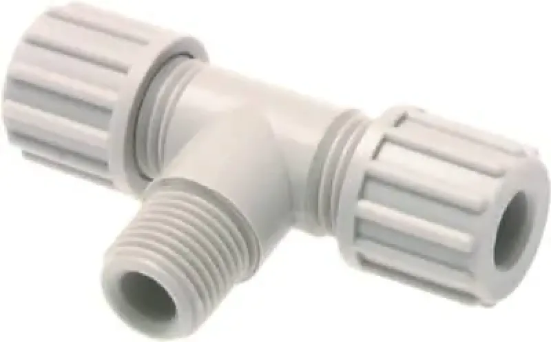 T-Einschraubverschraubung aus Polypropylen PP Anschlussprinzip 1 in Industrie-Qualität