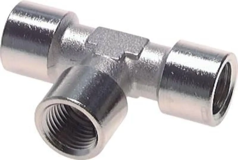 Geschmiedetes T-Stück aus Messing vernickelt mit drei Innengewinden (PN 16)