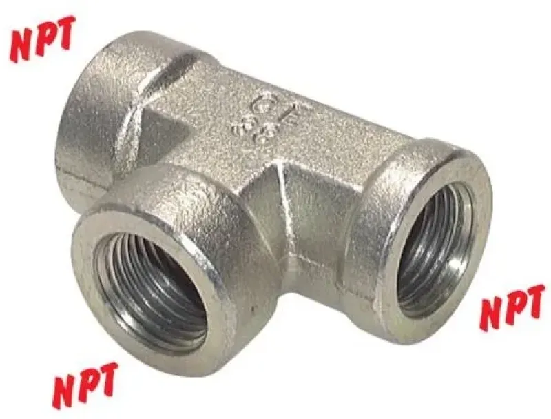 Geschmiedetes Hochdruck-T-Stück aus verzinktem Stahl mit NPT-Innengewinde bis 345 bar
