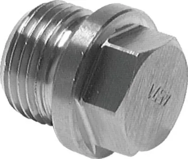 Edelstahl V4A Verschlussstopfen mit Bund und Außensechskant (bis 40 bar)