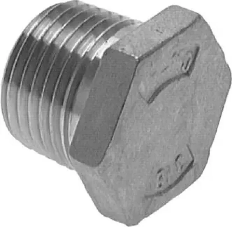 Edelstahl V4A Verschlussstopfen (1.4408) mit Außensechskant und konischem Gewinde (PN 16)