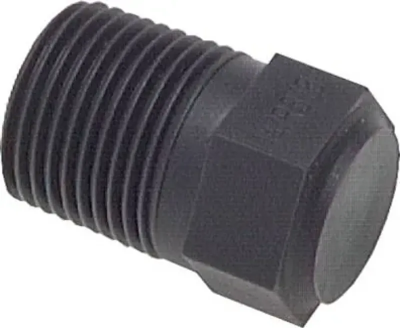 Kunststoff-Verschlussstopfen aus PA 6 (Polyamid) mit Außensechskant und konischem Gewinde