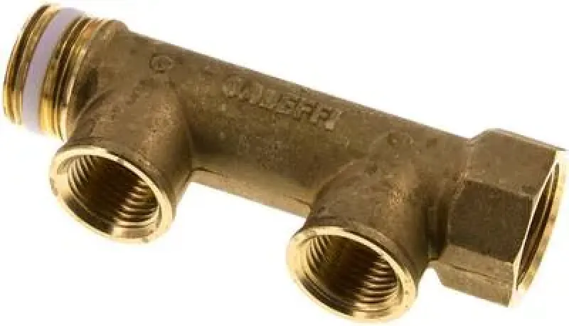 Massives Messing-Verteilerrohr mit 2 Abgängen und Innen-/Außengewinde (PN 10) mit IG