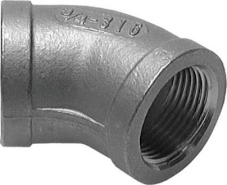 Winkel 45° Edelstahl 1.4408 mit Innengewinde bis 16 bar, alle Größen von www.pneumatikshop-online.de