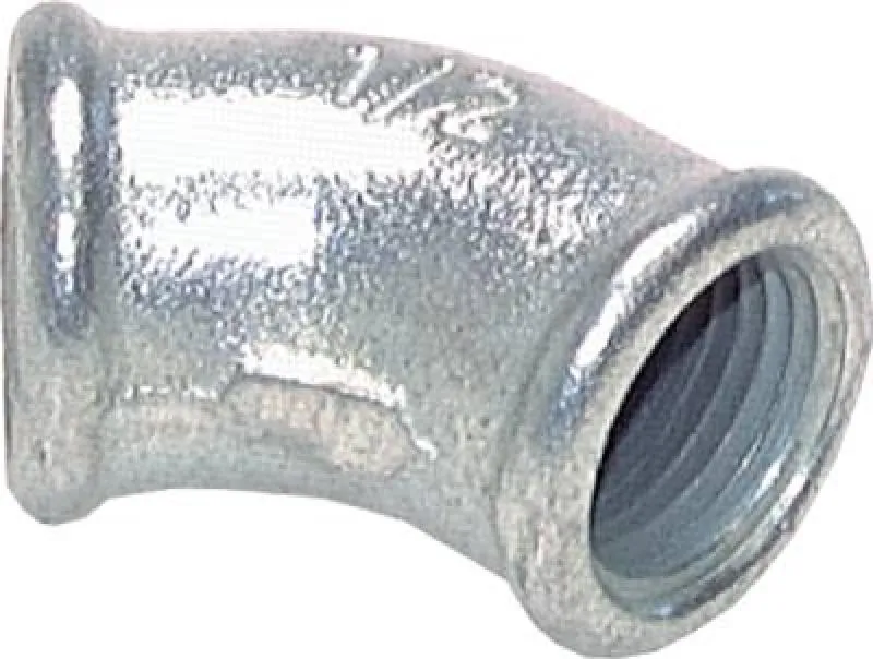 Winkel 45° Temperguss verzinkt mit Innengewinde bis 25 bar, alle Größen von www.pneumatikshop-online.de