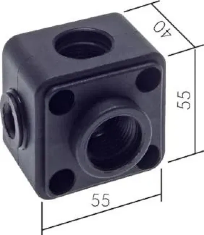 5-fach Wandverteiler aus Kunststoff mit G 1/2" Innengewinde und Montagebohrungen