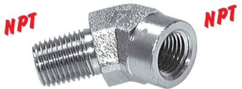Einschraubwinkel 45° mit NPT-​Gewinde Stahl verzinkt bis 275 bar, alle Größen von www.pneumatikshop-online.de