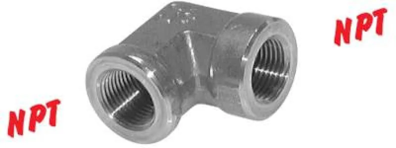 Geschmiedeter Hochdruck-90 Grad Winkel aus Edelstahl V4A (1.4404) mit NPT-Innengewinde