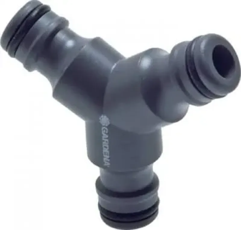 GARDENA® Kupplungsverbinder aus grauem Kunststoff mit Power Grip Oberfläche 3-Wege