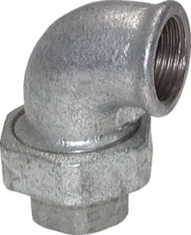 Winkelverschraubung trennbar Temperguss verzinkt 90 Grad Innengewinde flach dichtend