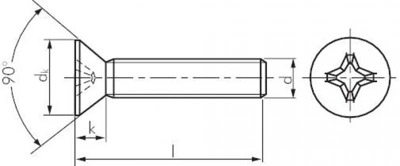 Senkschrauben mit Kreuzschlitz Edelstahl A2 DIN 965 / ISO 7046, alle Größen