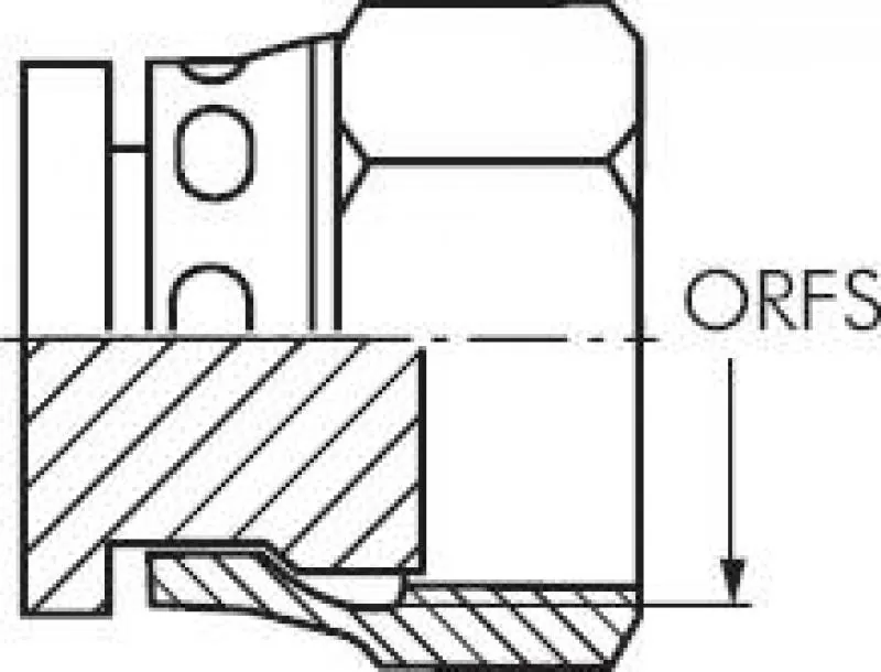 Technische Zeichnung des ORFS-Dichtprinzips (O-Ring auf Planfläche)