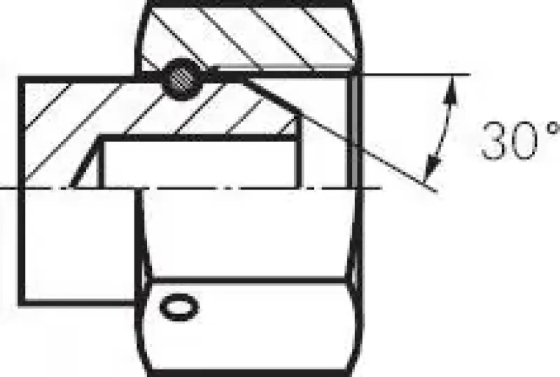 Detailaufnahme des 60-Grad-Dichtkonus, der eine metallische Abdichtung ermöglicht