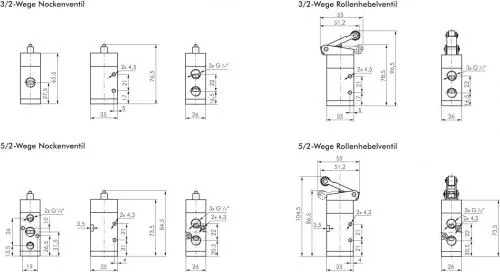 3/2-Wege & 5/2-Wege Endschalter – Baureihe VM von E-MC