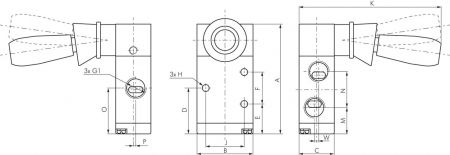 3/2-Wege Handhebelventile, Baureihe VH, E-MC