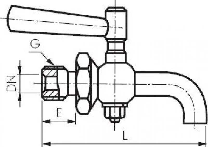 Zeichnung Ablasshahn Edelstahl PN 6 alle Größen