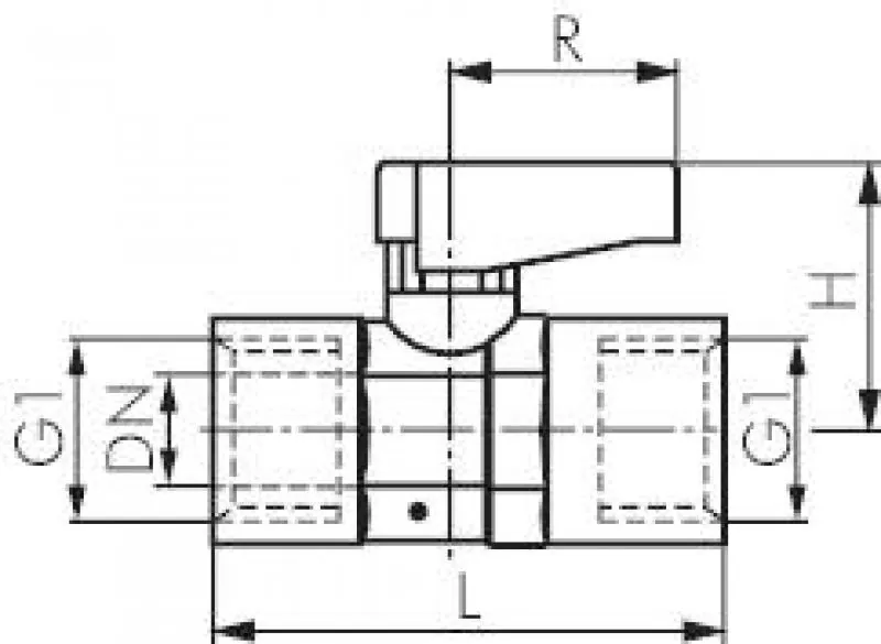 Zeichnung Mini-Kugelhahn mit Knebelgriff Messing verchromt PN 10 alle Größen
