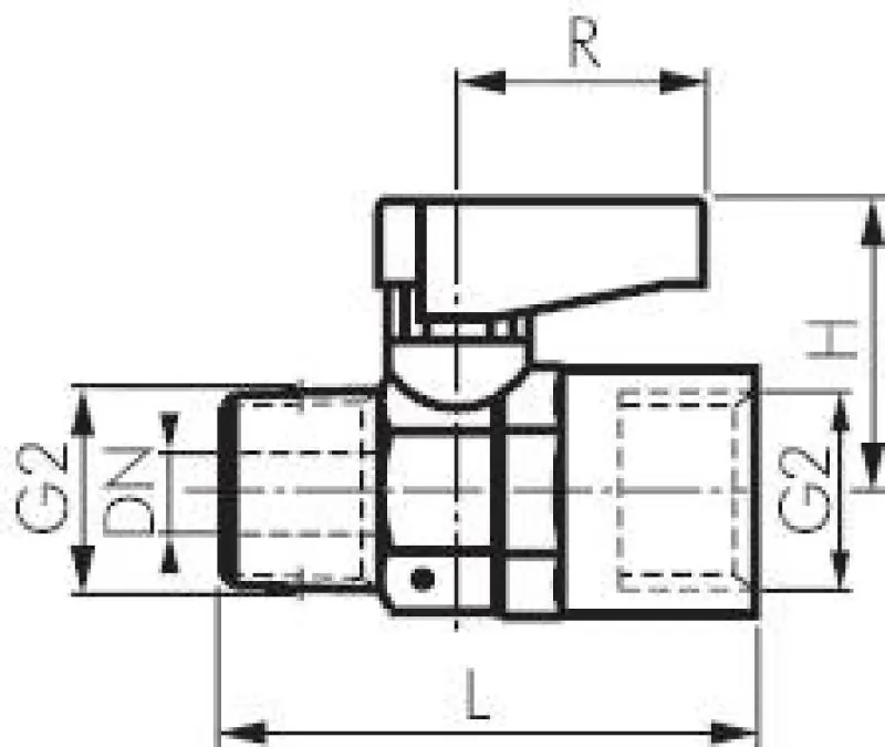 Abbildung Mini-Kugelhahn mit Knebelgriff Messing verchromt PN 10 alle Größen