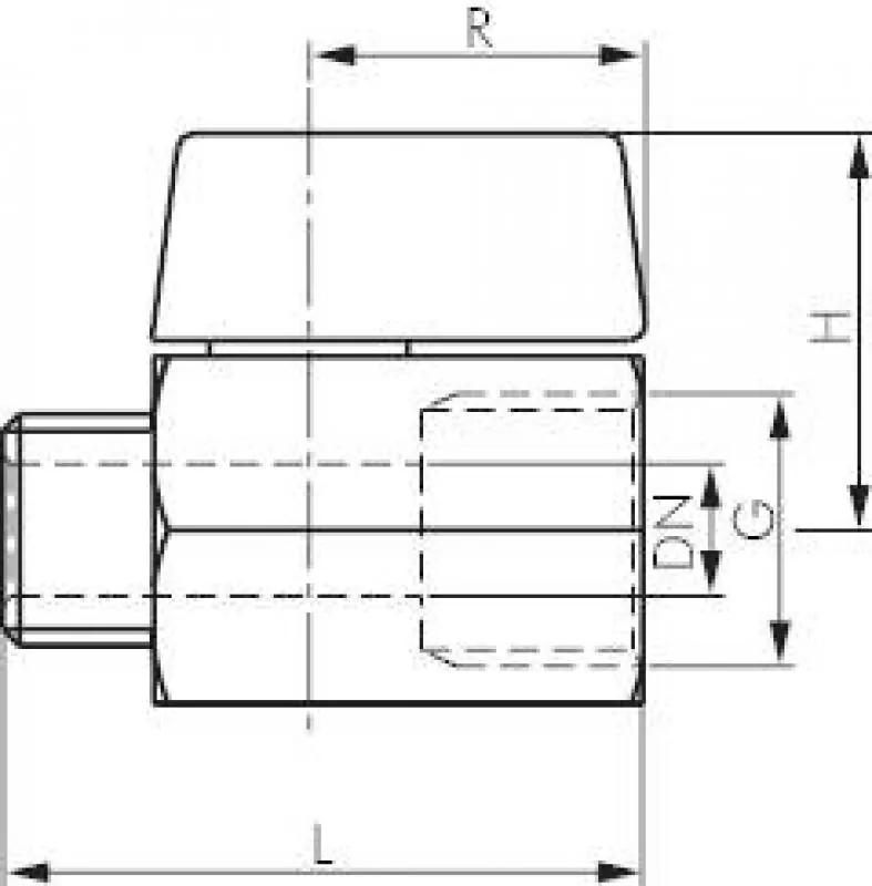 Zeichnung 2 Mini-Kugelhahn mit Knebelgriff Edelstahl PN 25 alle Größen
