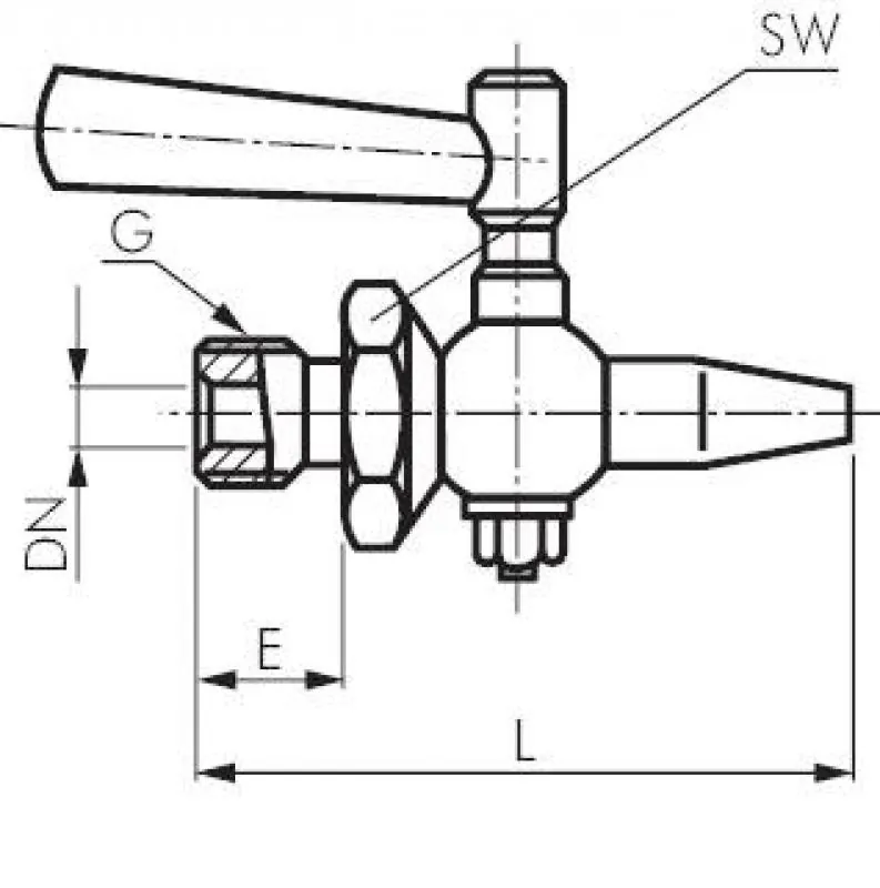 Zeichnung Probierhahn Edelstahl PN 6 alle Größen