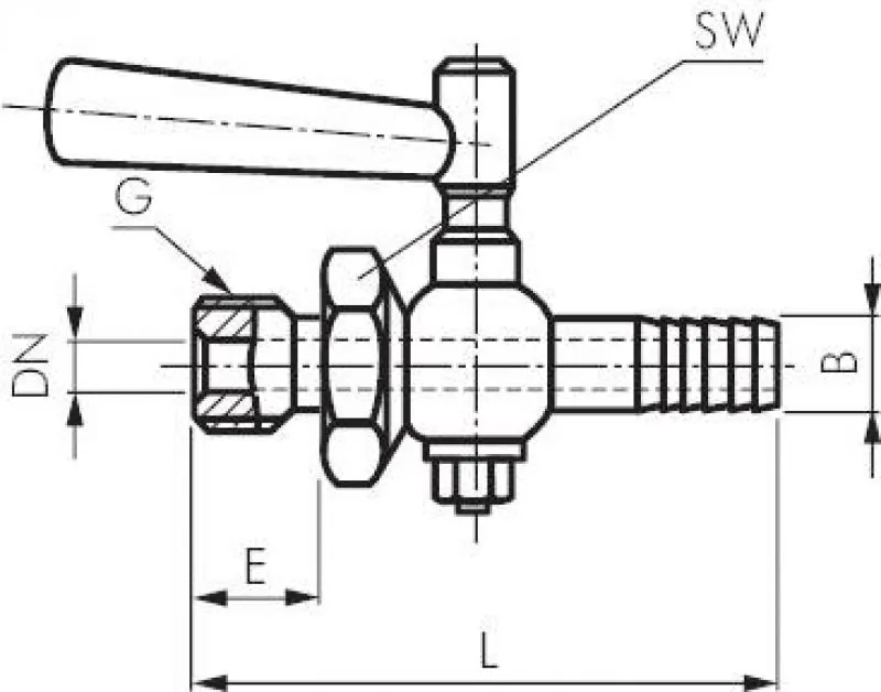 Zeichnung Schlauchhahn Edelstahl PN 6 alle Größen