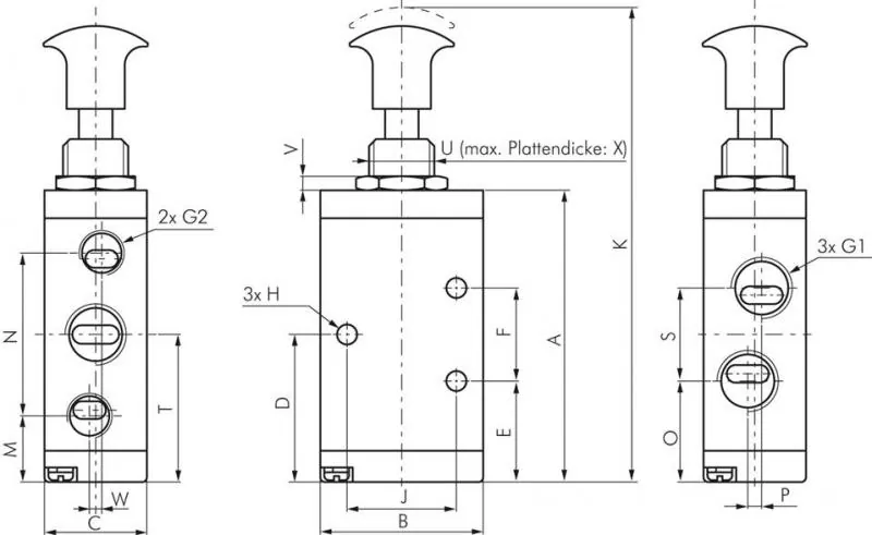 5/2-Wege Axial-Handhebelventile – Baureihe VL von E-MC