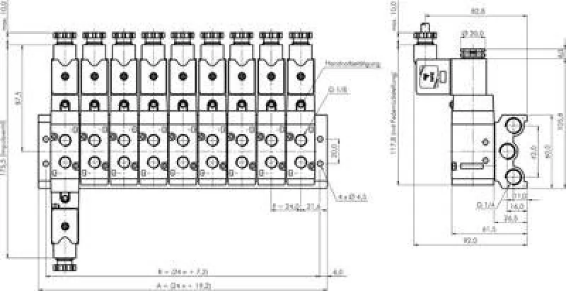 Mehrfachanschlussplatten für SF3000 5/2- & 5/3-Wege Magnetventile YPC
