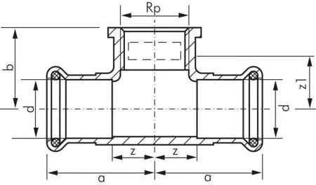 T-Stück mit Innenpressende & Innengewinde, Kupfer, Pressfittings, Verbinder T-Stück mit Innenpressende & Innengewinde, Kupfer, Pressfittings, Verbinder