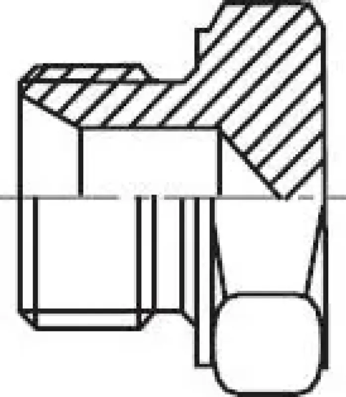 Detailaufnahme des 24° Konus am Innenteil der Verschlussverschraubung