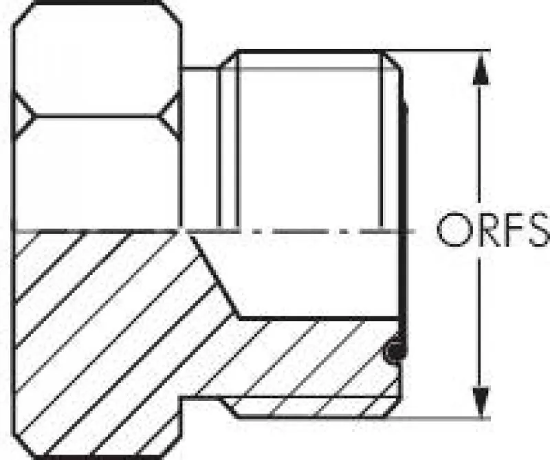 Technische Zeichnung des ORFS-Dichtprinzips (O-Ring auf Planfläche)