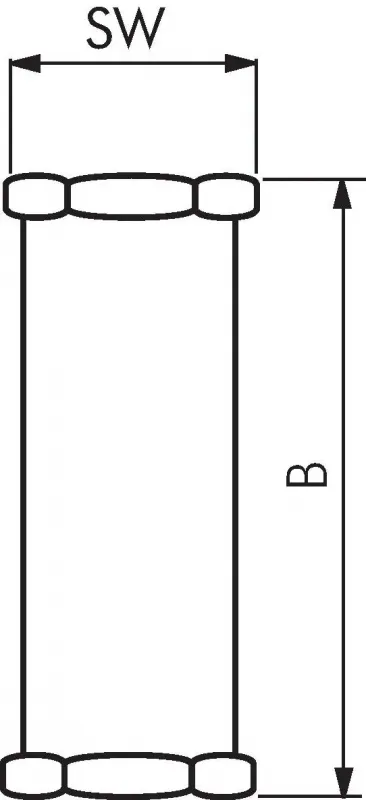 Detailansicht Darstellung einer Schlauchbruchsicherung aus Messing mit Richtungspfeil IG