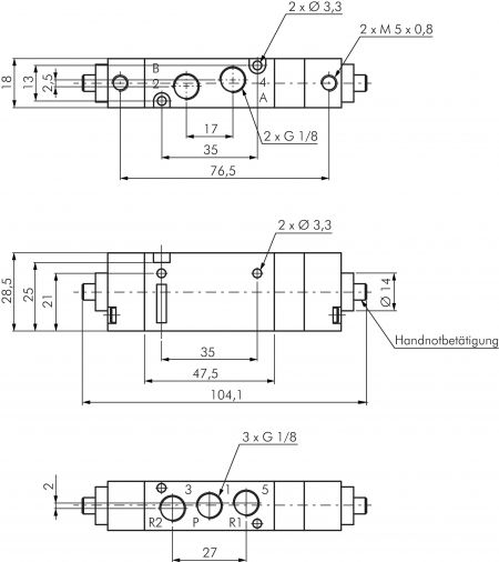 5/2-Wege & 5/3-Wege Pneumatikventile G 1/8", Baureihe SF2000