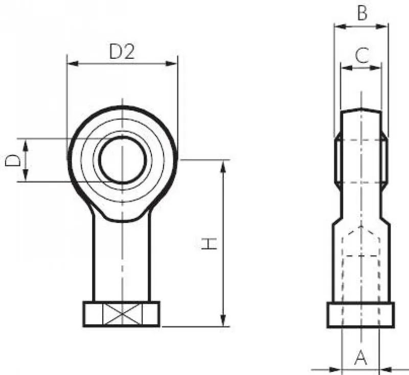 Gelenkköpfe (IG) aus Edelstahl für ISO-Kompaktzylinder, alle Größen