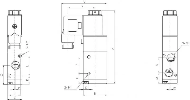 3/2-Wege Magnetventile G 1/8" – Baureihe RV10