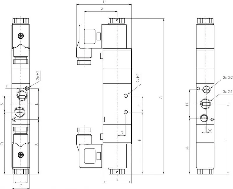 5/2- und 5/3-Wege Magnetventile G 1/8" – Baureihe RV10