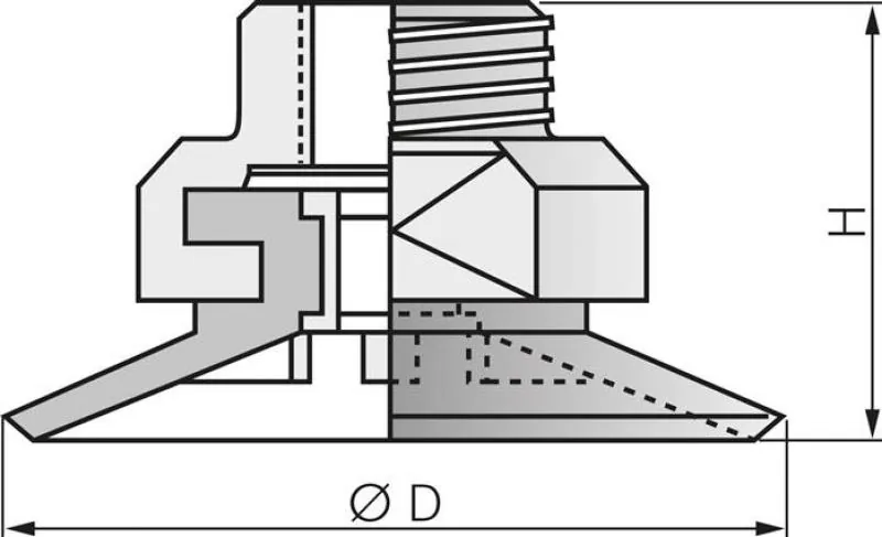 Flachsauger mit Stützrippen P-Serie (mit Halter), Ø 20 - 50 mm, alle Typen