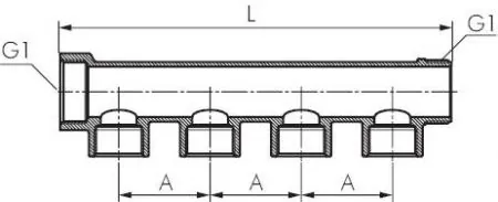 Verteilerrohre mit Außen- und Innengewinde, 4 Abgänge, PN 10, Messing vernickelt, Weiche Verteilerleiste Verbinder, Druckluftverteiler, Verteiler