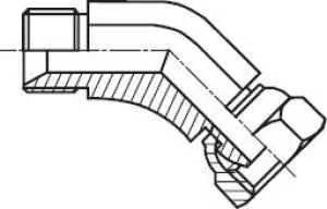 Einschraubwinkel 45° Stahl verzinkt mit Zollgewinde (60° Universaldichtkegel), bis 350 bar