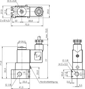 3/2-​Wege-Magnetventil Federrückstellung G 1/8" Baureihe YSV300 YPC, alle Typen