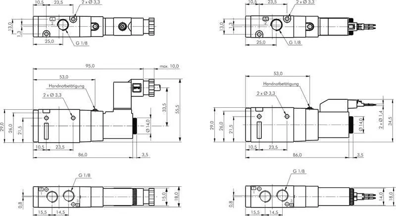 3/2-Wege Magnetventil mit Federrückstellung G 1/8" – SF2000 & YPC