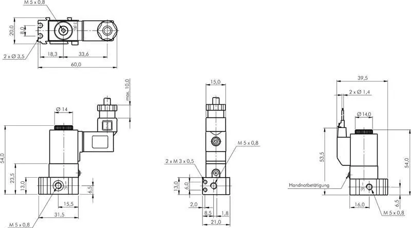 3/2-Wege Magnetventil mit Federrückstellung M5 – YSV200 & YPC