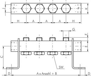 P-Reihenleisten für 3/2-, 5/2- & 5/3-Wege Ventile, für Baureihen M, ME & P
