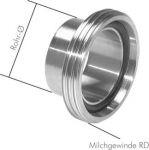 Gewindeanschweißstutzen 1.4404 oder 1.4301 (Milchgewinde), DIN 11851 / ähnlich DIN 11851, alle Größen