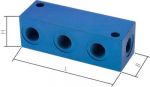 Verteilerleisten 4-fach - M5 bis G 1/2", PN 16, Aluminium, Druckluftverteiler, Verteiler, Leiste