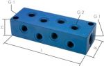 Verteilerleisten 8-fach - M5 bis G 1/2", PN 16, Aluminium, Druckluftverteiler, Verteiler, Leiste