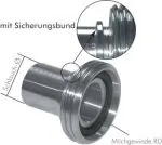 Schlauchgewindestutzen 1.4401 (Milchgewinde) mit Sicherungsbund, DIN 11851, alle Größen
