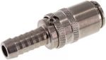 Kupplungsdosen Edelstahl 1.4305, gerade Schlauchtülle MIT ENTRIEGELUNG, DN 6 (9 mm Zapfen), Temperierkupplung, GSP, kompatibel zu Hasco,alle Größen,Parker, Hydraulik, Mineralöl, Luft, Wasser, Schmieröl, Schlauch, Druckschlauch, Pneumatik